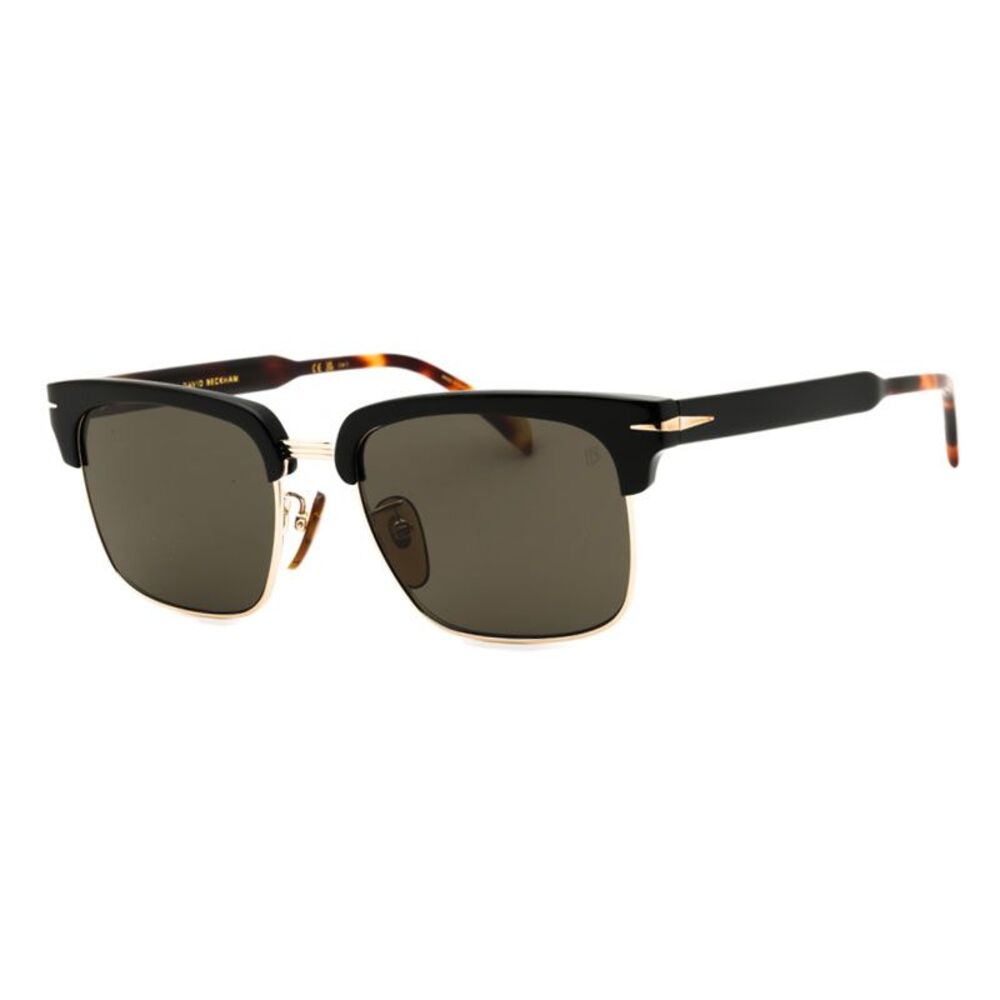 David Beckham Sunglasses Browline Full Rim, Black Havana Gold Frame and Grey